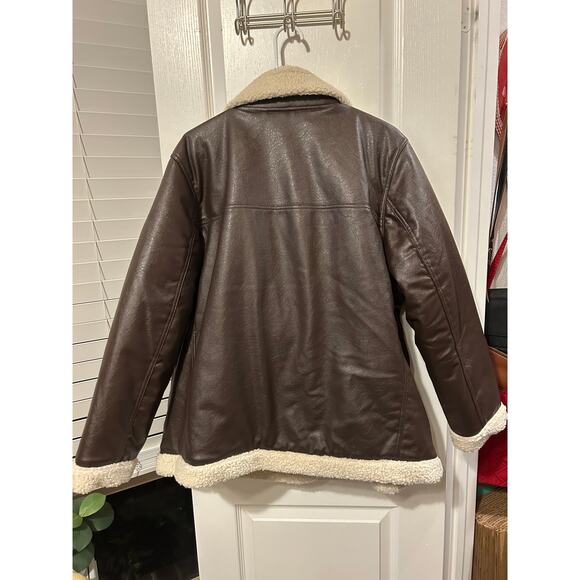 Divided Faux Leather Flight Jacket Warm Heavy - Picture 3 of 8